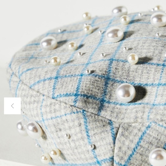 Lele SADOUGHI Embellished pearl plaid beret new without tags - Picture 2 of 8